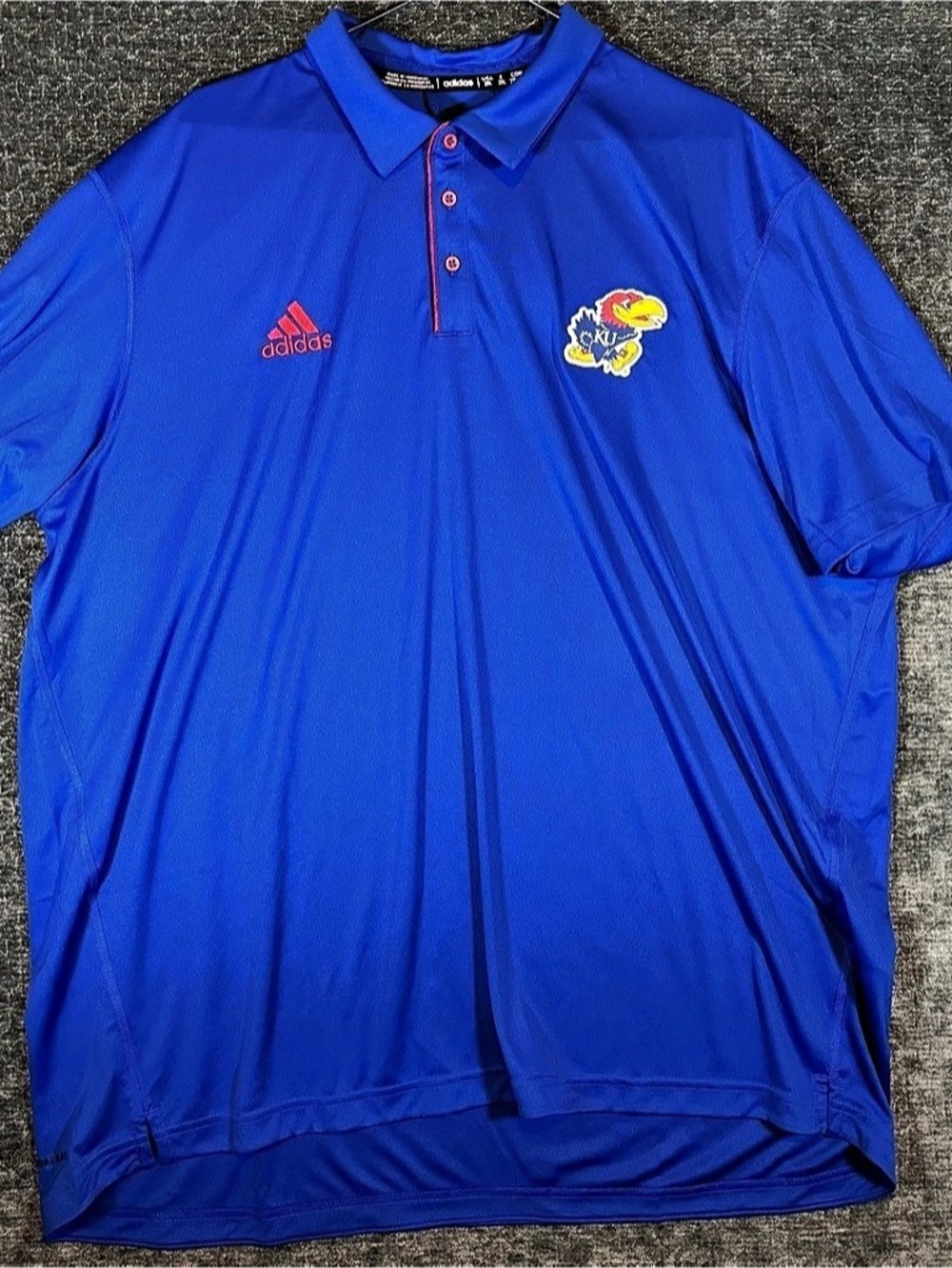 adidas Kansas Jayhawks Ultimate365 Solid Polo Blue & Red 2XL NWT